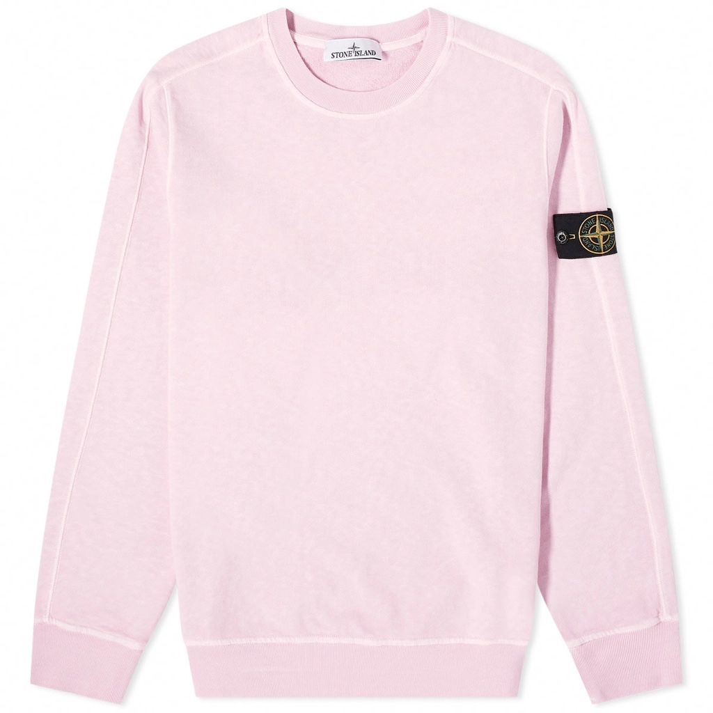 Stone Island Men's Garment Dyed Malfile Crew Sweat Pink
